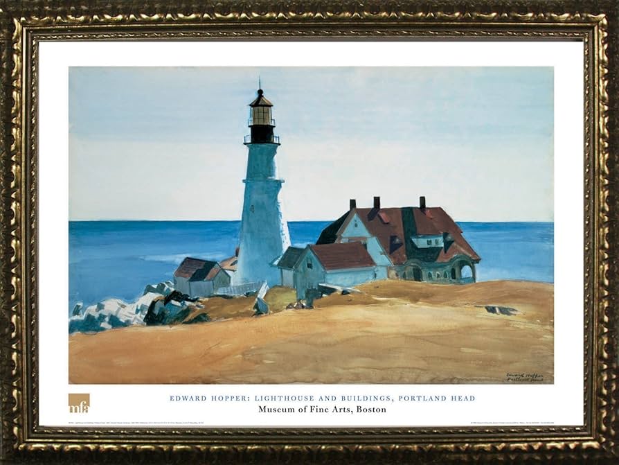 絵画　大型　「Weather Expert」 Amazon.com: Framed Lighthouse and Buildings, Portland Head